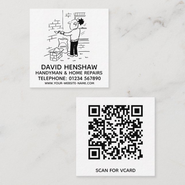 Cartão De Visita Quadrado Reparos de Handyman & Home (Frente/Verso)