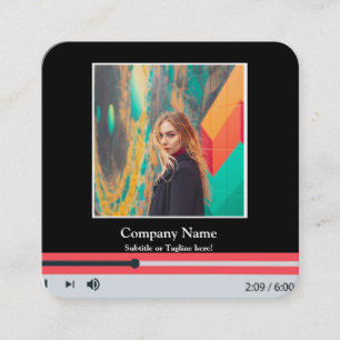 Cartão De Visita Quadrado Reprodutor de música de código QR moderno Foto da