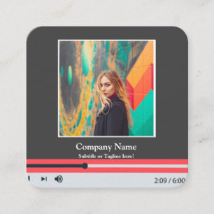 Cartão De Visita Quadrado Reprodutor de Música de Código QR Moderno Lista de