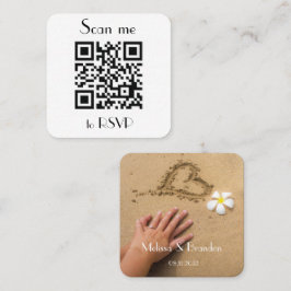 Cartão De Visita Quadrado Resposta de Código QR de Casamento simples de foto
