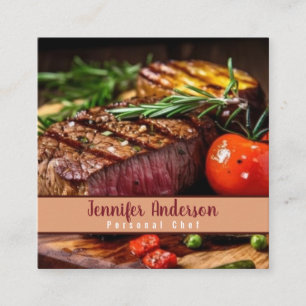 Cartão De Visita Quadrado Restaurante do Chef Sous Chef Pessoal