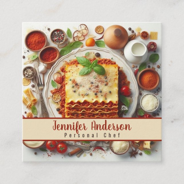 Cartão De Visita Quadrado Restaurante do Chef Sous Chef Pessoal (Frente)