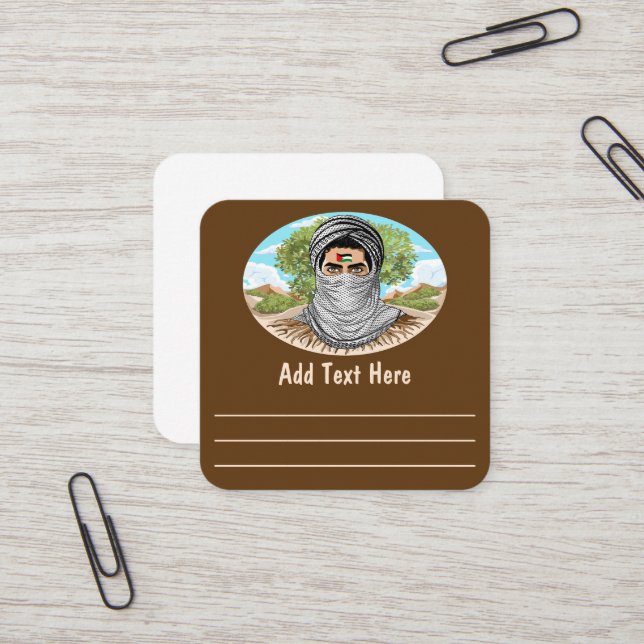 Cartão De Visita Quadrado Retrato do Combate à Liberdade na Palestina (Frente/Verso In Situ)