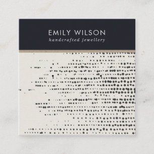 CARTÃO DE VISITA QUADRADO RETRO BLACK WHITE DOTS STUD EARRING DISPLAD CARD (