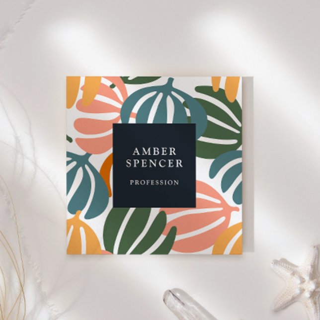 CARTÃO DE VISITA QUADRADO RETRO DEIXA GAROTA BOTÂNICA BRUTA (Criador carregado)