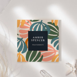 CARTÃO DE VISITA QUADRADO RETRO DEIXA GAROTA BOTÂNICA BRUTA