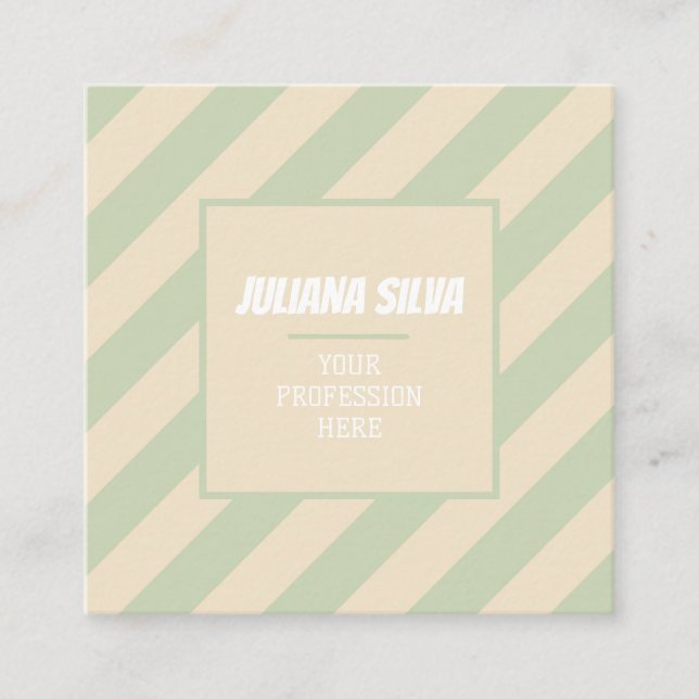 Cartão De Visita Quadrado Retro Groovy Colorful Wavy Boho (Frente)