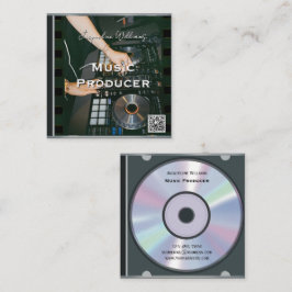 Cartão De Visita Quadrado Retro QR Code Music CD Case