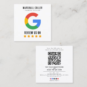 Cartão De Visita Quadrado Revisão do Google com Código QR Profissional