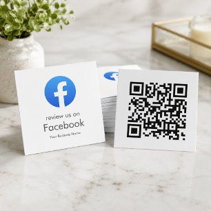 Cartão De Visita Quadrado Revisões do Facebook Código QR de negócios -