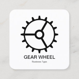 Cartão De Visita Quadrado Roda de engrenagens 01 - Preto em branco