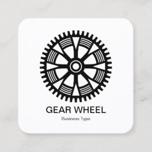 Cartão De Visita Quadrado Roda de engrenagens 05 - Preto em branco