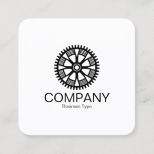 Cartão De Visita Quadrado Roda de engrenagens 05v2 - Preto ao quadrado branc