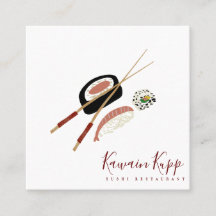 Rolo de Sushi com Logotipo de Restaurante Burgundy