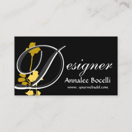 Cartão De Visita Quadrado Rosa amarelo do desenhista floral no monograma