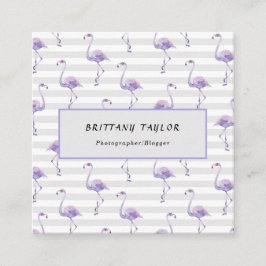 Cartão De Visita Quadrado Rosa branco clássico de luxo