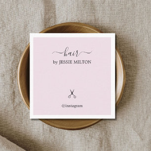 Cartão De Visita Quadrado Rosa Branco Elegante Moderno