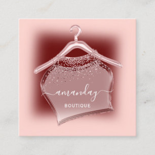 Cartão De Visita Quadrado Rosa Burgundy Fashion Boutique Compra Cloth Hanger