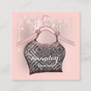 Cartão De Visita Quadrado Rosa Cloth Hanger Compra a rotação da fivela