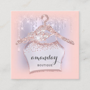 Cartão De Visita Quadrado Rosa Cloth Hanger Vestida Blog Roxo Drives