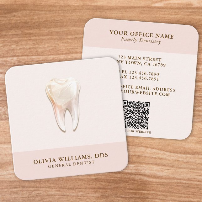 Cartão de Visita Quadrado Rosa Código QR Dente Mod (Criador carregado)