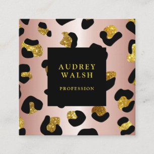 Cartão De Visita Quadrado Rosa de  brilhante para impressão de Leopard Dour