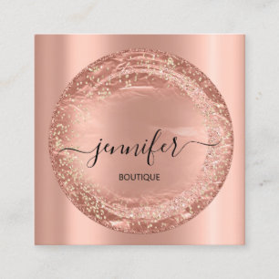 Cartão De Visita Quadrado Rosa de brilho Compre profissional Dourado 