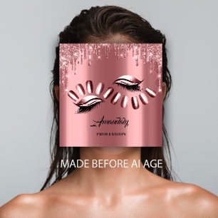 Cartão De Visita Quadrado Rosa de Compromisso de Manicure de Maquiagem Profi