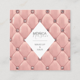 Cartão De Visita Quadrado rosa de ouro luxuoso e afiado