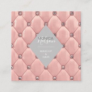 Cartão De Visita Quadrado rosa de ouro luxuoso e afiado