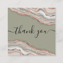 Cartão De Visita Quadrado rosa de ouro moderno obrigado agate para sua ordem