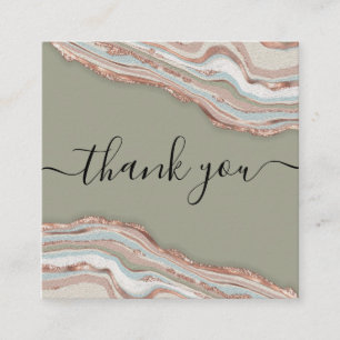 Cartão De Visita Quadrado rosa de ouro moderno obrigado agate para sua ordem