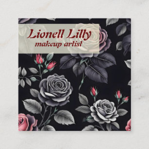 Cartão De Visita Quadrado Rosa Escuro de design de Arte Floral
