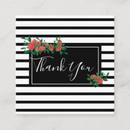 Cartão De Visita Quadrado Rosa Floral Obrigado