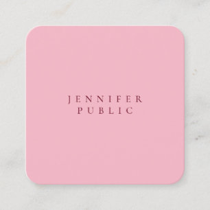 Cartão De Visita Quadrado Rosa Pálido Elegante Minimalista Simples Luxo Mode