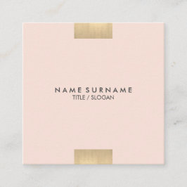 Cartão De Visita Quadrado Rosa Pastel chique Dourado impresso Kraft moderno