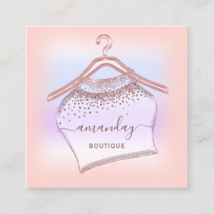 Cartão De Visita Quadrado Rosa Pastels Cloth Hanger Compro Boutique