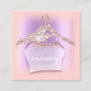 Cartão De Visita Quadrado Rosa Roxo Diamond Hanger Boutique