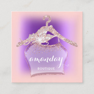Cartão De Visita Quadrado Rosa Roxo Fashion Boutique