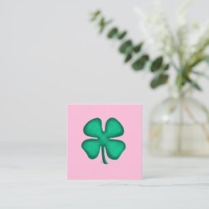 Cartão de visita quadrado rosa Trevo Irlandês Luck