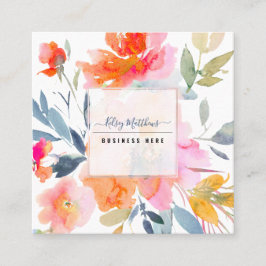 Cartão De Visita Quadrado Rosas de Jardim de Verão PixDezines