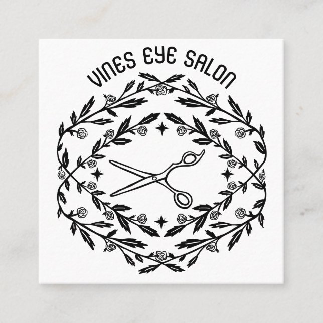 Cartão De Visita Quadrado Rosas de tesoura de cabelo Vinhas Boho Mágico QR S (Frente)