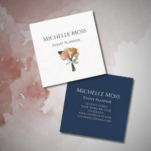 Cartão De Visita Quadrado Rosas Elegantes Boho Botânico Blush Professional