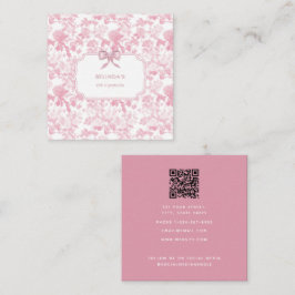 Cartão De Visita Quadrado Rosas Florais Brancas Rosa Chinoiserie Planner de