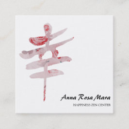 Cartão De Visita Quadrado *~* Rosas Florais FELICIDADE Kanji Japão QR