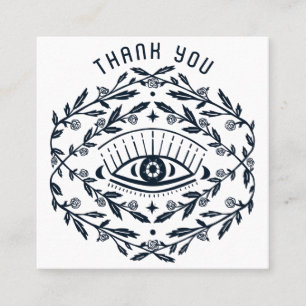 Cartão De Visita Quadrado Rosas Místicos OBRIGADOS Sociais de QR Boho Mágico