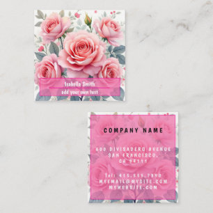 Cartão De Visita Quadrado Rosas Rosas Luxuosas Coleção de Moda