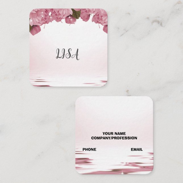 CARTÃO DE VISITA QUADRADO ROSES DE ROSA (Frente/Verso)