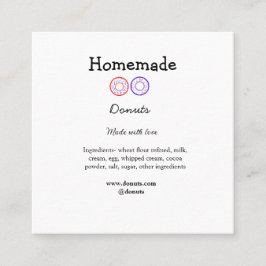 Cartão De Visita Quadrado Rosquinhas caseiras feitas com amor adicionar text