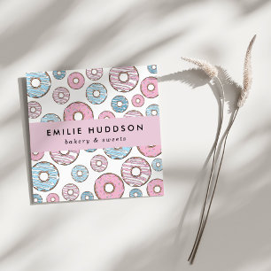 Cartão De Visita Quadrado Rosquinhas rosa, Rosquinhas azuis, Compro de bolos